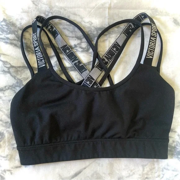 Victoria's Secret, Intimates & Sleepwear, Victorias Secret Sport  Collection Black Strappy Criss Cross Sports Bra Xs Euc